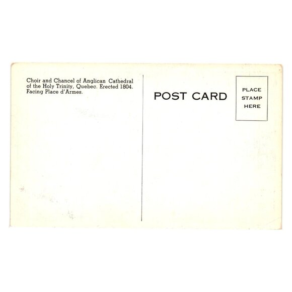 Choir And Chancel Anglican Cathedral Holy Trinity Quebec Postcard 1804 Historic - Picture 2 of 2